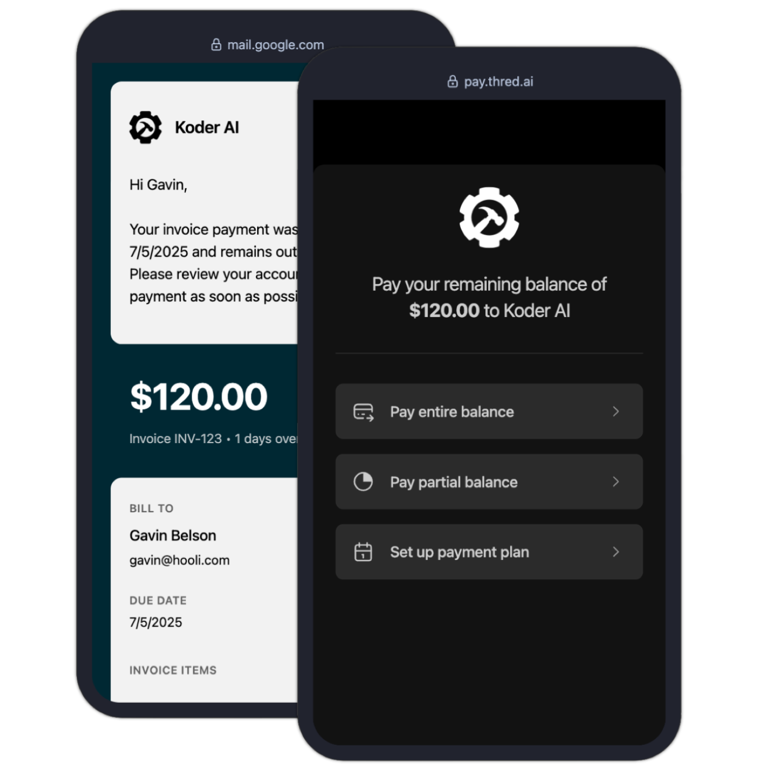 On-brand repayment portals that convert non-payers into revenue.